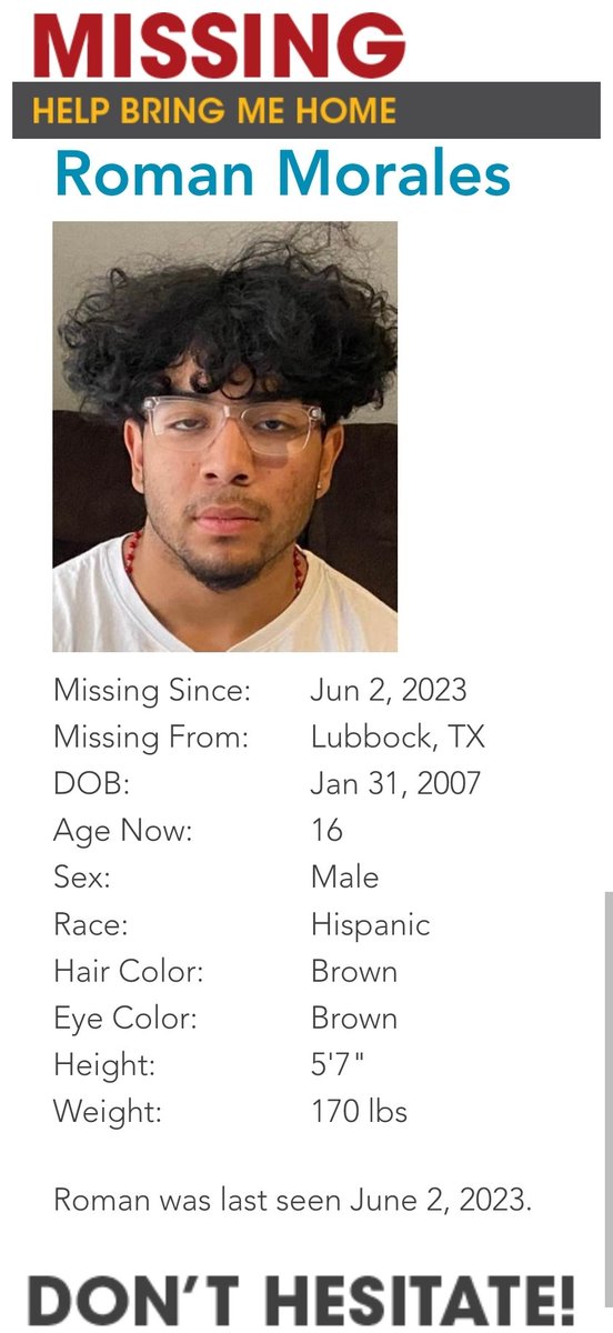 #Missing #missingchild #MissingPerson  #missingkid #missingteen #saveourchildren #savethechildren #protectthechildren #ProtectTheKids #ProtectTheChildren #Texas #lubbocktx