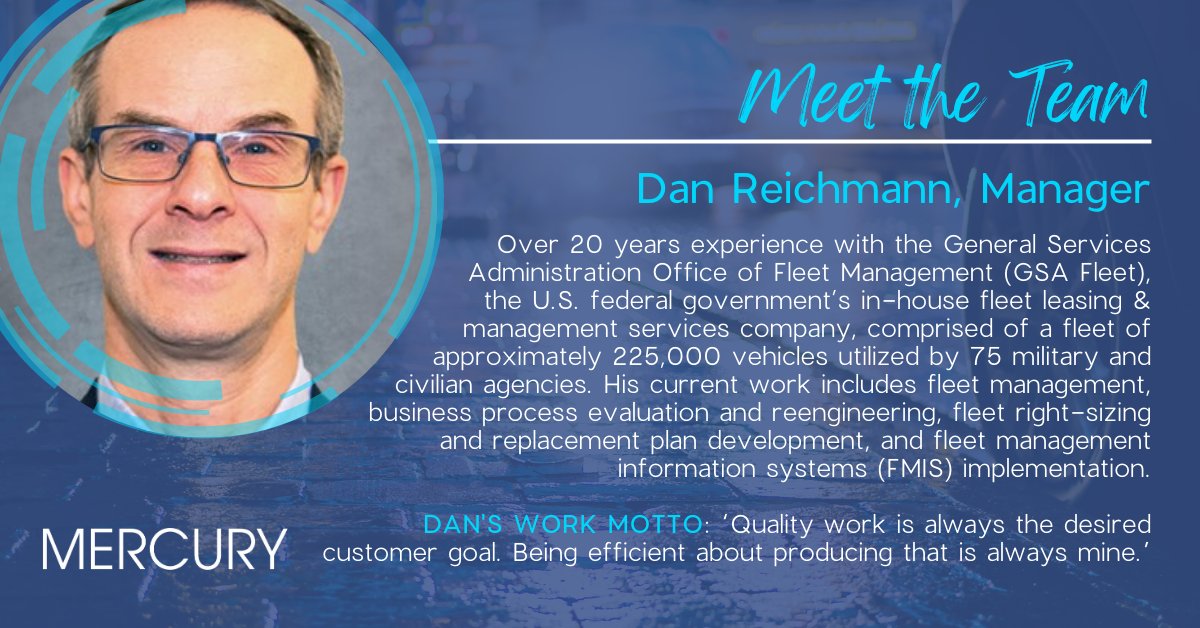 mercuryfleet's tweet photo. We're scaling up our game on the #ManagedFleets side of the house, and want to introduce you to the players. First up, our new #fleetexpert, Dan Reichmann!

#MeettheTeam #GSA #MercuryAssoc #federalfleets #governmentfleets https://t.co/RhdbyPWlNf