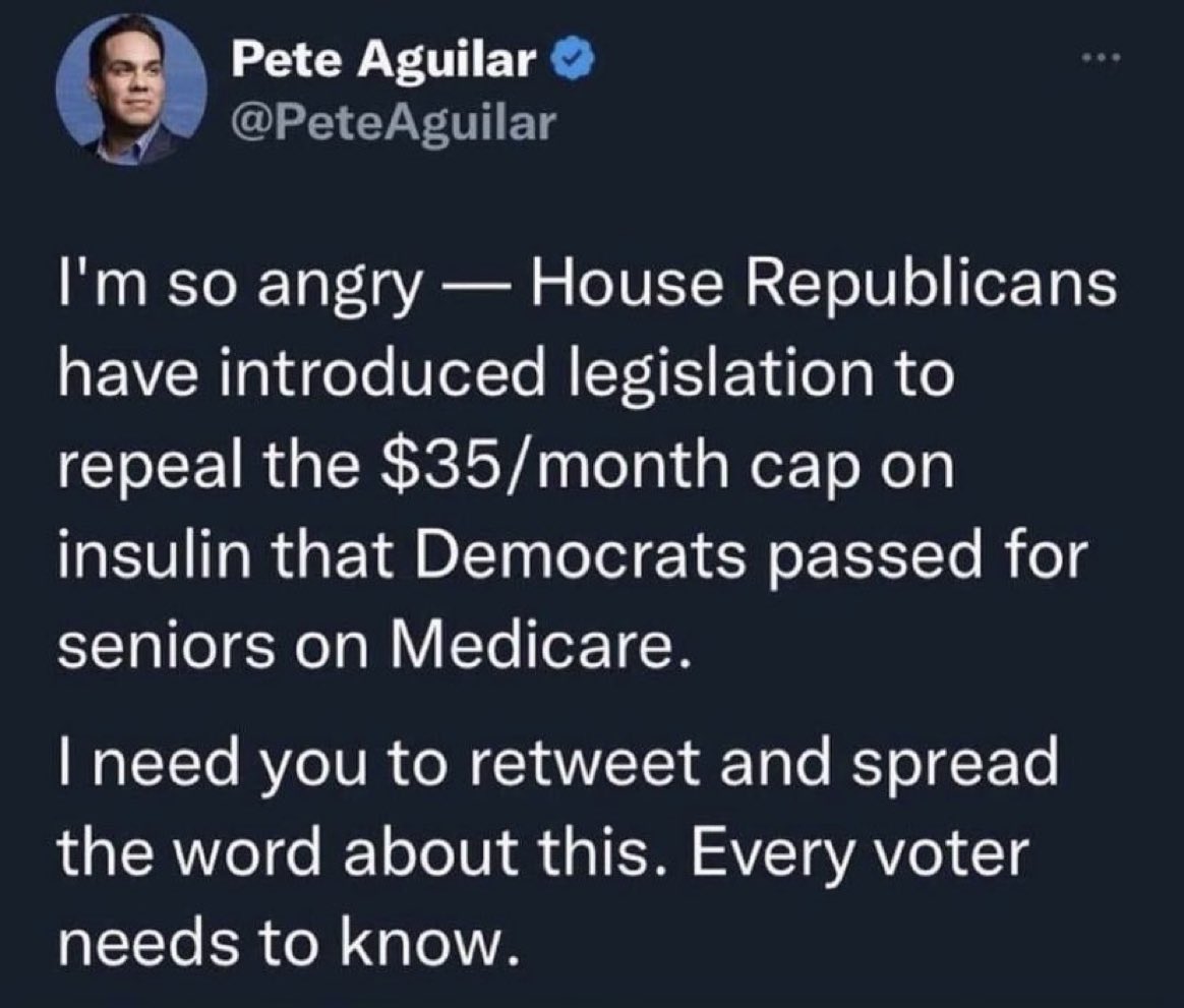 Republicans fight vaccines. People die.
Republicans fight even minor gun reform. People die.
Republicans fight saving the climate. People die.
Republicans fight to end Medicare &amp; Social Security. People will die.
Republicans now fight the $35/month insulin cap. People will die.