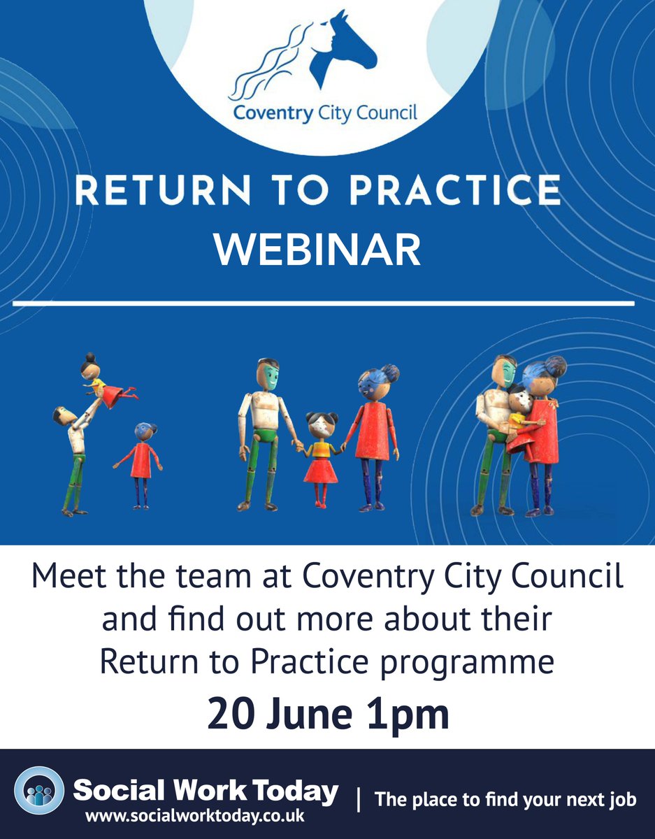 📣 Interested in returning to practice?

Don't miss <a href="/coventrycc/">Coventry City Council</a>'s webinar tomorrow to learn more about starting your Return to Practice Social Work journey &amp; meet some of the team who are currently benefitting from the return to social work programme.

➡️ socialworktoday.co.uk/online-events/…