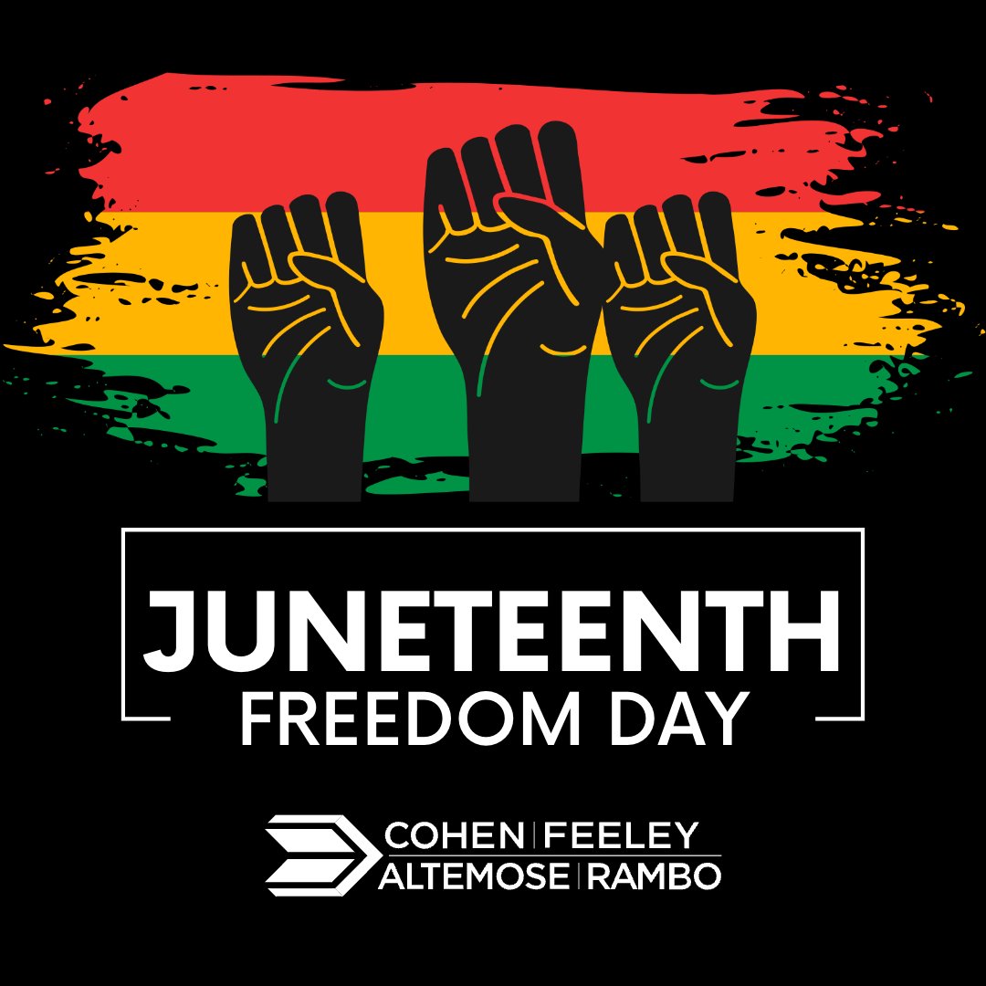 Today we celebrate the freedom of all Americans, commemorating the emancipation of enslaved African Americans on June 19, 1865. 

We are closing our offices today at noon in honor of Juneteenth and will reopen tomorrow, Tuesday, June 20.

#Juneteenth