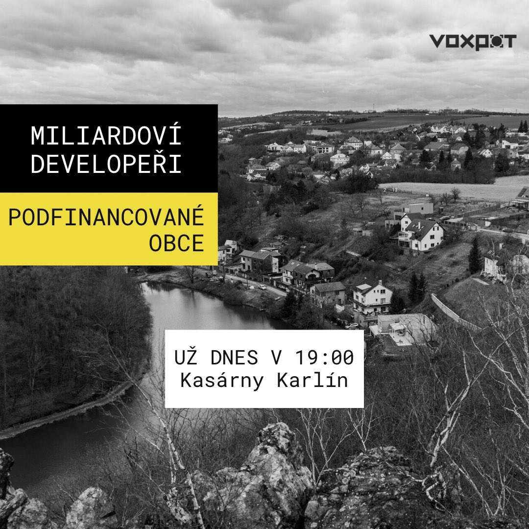 Už dneska večer debata Voxpotu v Kasárnách! Miliardoví developeři, podfinancované obce. 🏘  Budeme se těšit! 
V 19:00
Kasárny Karlín 🙌🏻