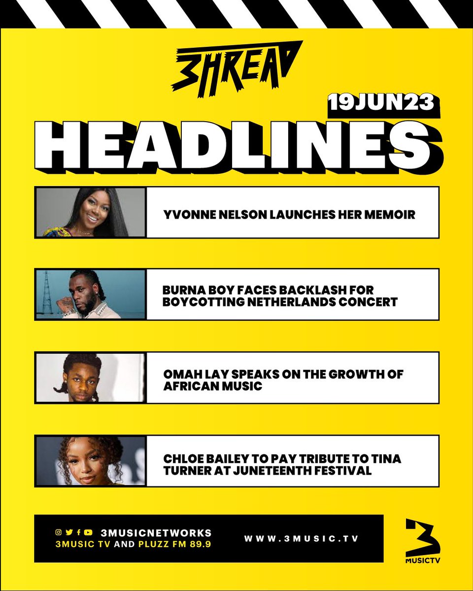 3musicnetworks's tweet image. Welcome this to afternoon #3hreadlines. 

Catch @essilfua_ live with the news in detail at 1: 00 pm. 

#EntertainmentNews