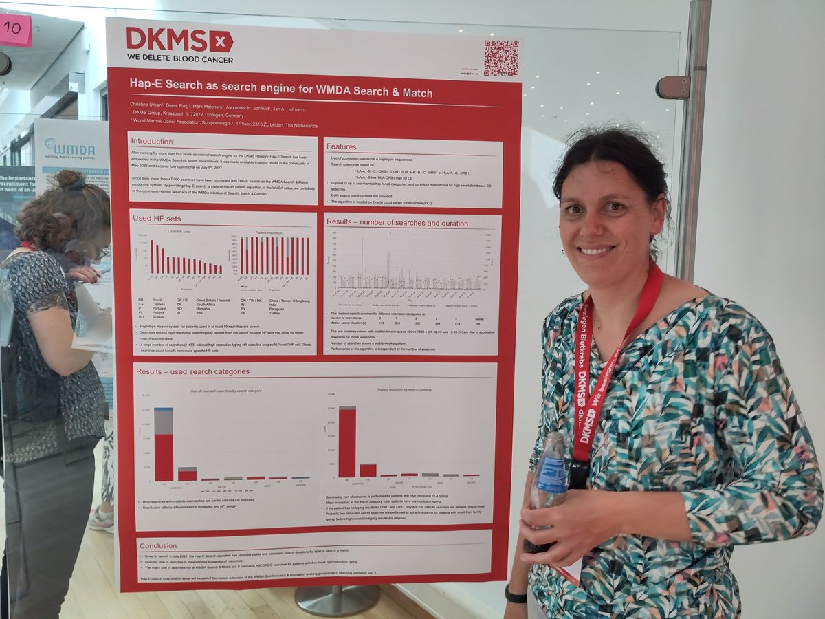 How does Hap-E Search perform as an search engine for WMDA Search & Match since last July? Christine Urban will explain to you now during the #IDRC23 #IDRC2023 poster session!