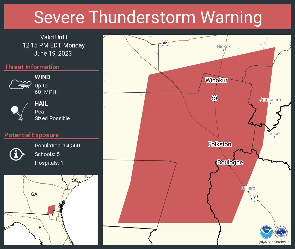 NWS Jacksonville on Twitter "Severe Thunderstorm Warning continues for