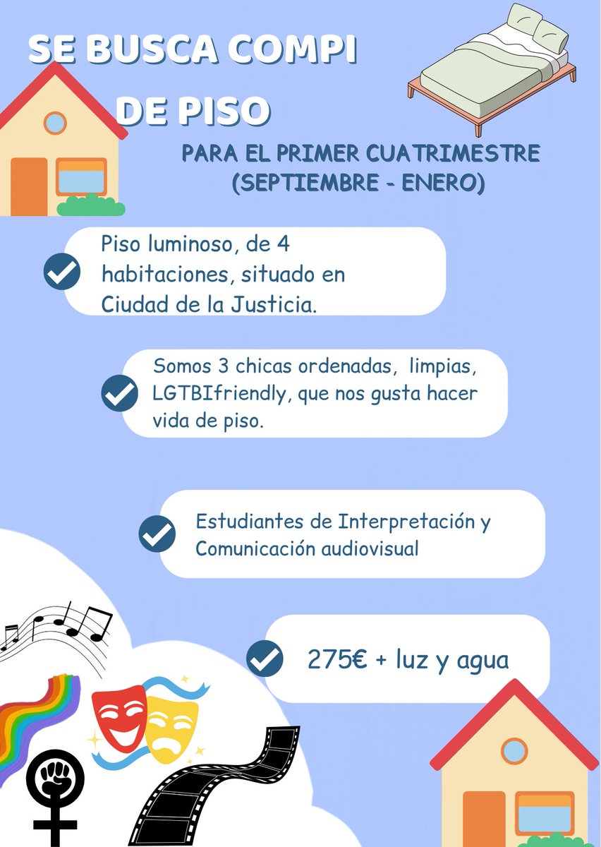 #PisosCotilleoUMA @Cotilleos_UMA 
Somos 2 estudiantes de la Esad de Málaga y 1 de Comunicación Audiovisual. Piso muy bien comunicado!!!!