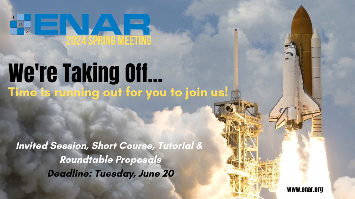 There's still time in the count down! Invited Paper &amp; Educational Program proposals for #ENAR2024 due TOMORROW 6/20. More details here:  conta.cc/3NtBczj #statisticians #biostatistics #WomenInSTEM <a href="/AmstatNews/">ASA</a> <a href="/IBSstats/">IBS</a> <a href="/cens_enar/">CENS ENAR</a>