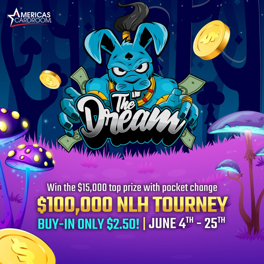 #ACRGiveaway Alert!

5 tickets to @ACR_POKER The Dream $100,000 GTD.

✅Like This Tweet
✅Retweet your #ACR name
✅Tag 3 Friends 

If one of the giveaway winners makes the Final Table then they will also receive $500 of tournament tickets!

Drawing at 6 PM ET June 20th