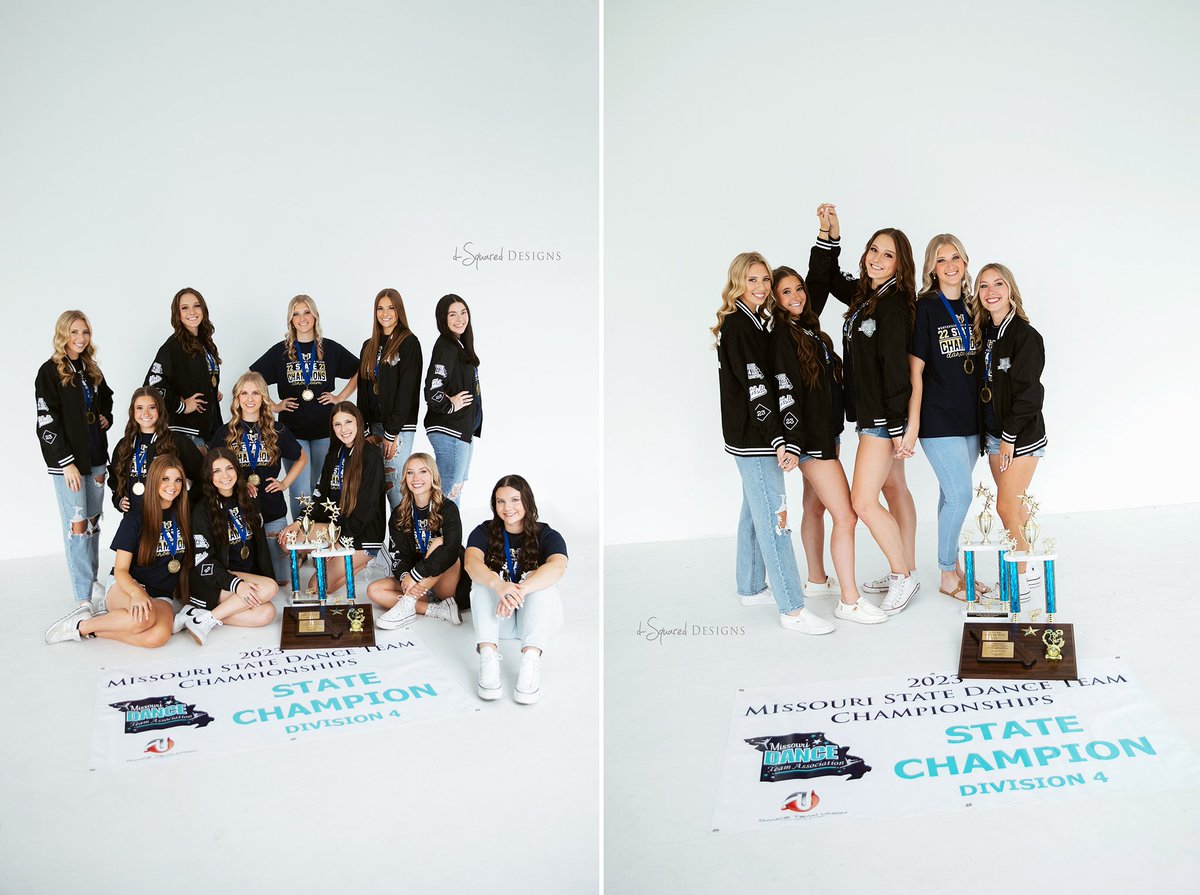 ! So well-deserved after SO much work!Introducing... the 2023 Division 4 Missouri State Dance Team Champions... @holt_danceteam!!! We LOVED taking these forever special memory photos and designing all their gear! HUGE CONGRATS!! #holtdance #dancteamphotography