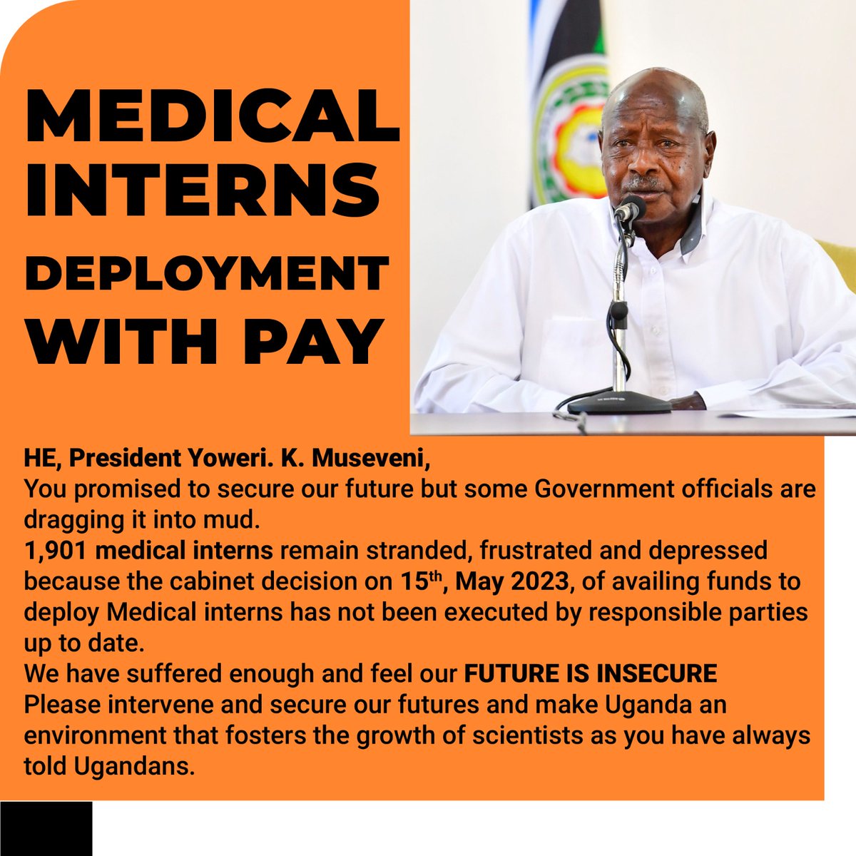 DrMapamba's tweet photo. @KagutaMuseveni Wish you begin with your Bazukulu the medical pre-interns @KagutaMuseveni
#DeployMedicalIntern https://t.co/gQ1NEnfdFM