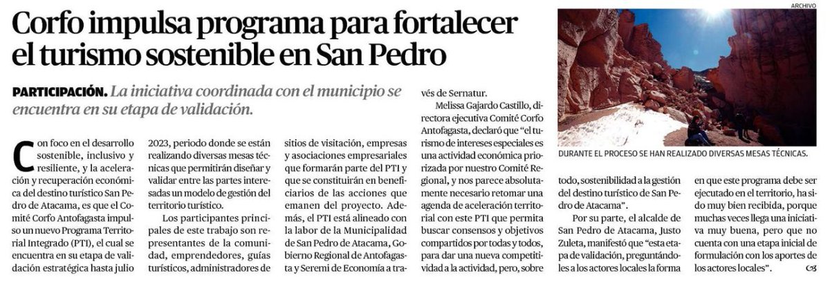 Corfo impulsa programa para fortalecer el turismo sostenible en San Pedro