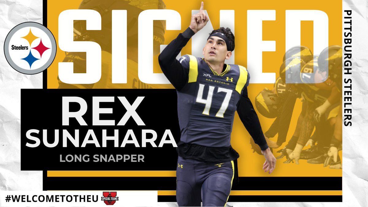 Client @RexSunahara has signed with the @steelers and will compete with client Christian Kuntz. Good luck to both of you! #longsnap #longsnapper #longsnapping #WelcometotheU #ELITE #RESULTS @XFL2023 @LBSAgent
