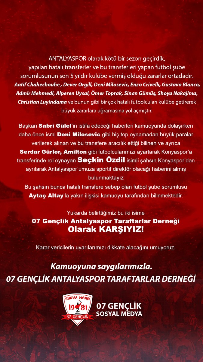 Basın Açıklamamız.

Kamuoyuna Saygılarımızla.
