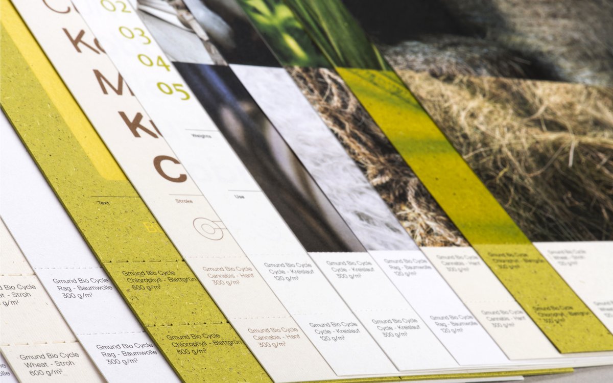 Gmund Bio Cycle is a ground-breaking collection of 5 papers that contain up to 50% alternative ingredients, augmented with fresh fibre cellulose. The collection also includes an ecological classic that’s made from 100% recycled paper.

#paper #gmund #sustainable #print #design