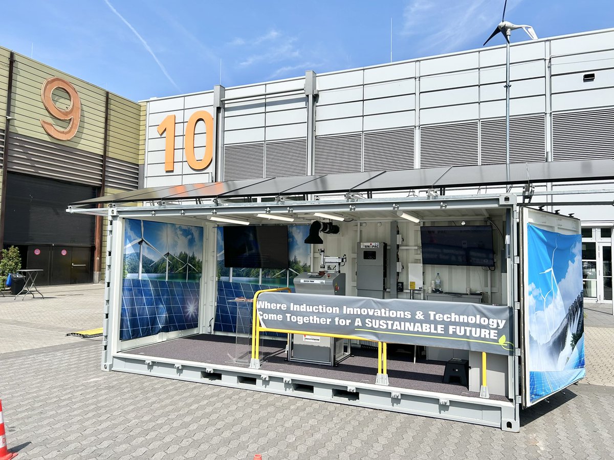InductothermUSA's tweet image. With so many induction innovations it’s hard to contain everything in one place (stand 10B42). If you’re at the #gifa  show, come check out Inductotherm’s self-contained renewable energy demonstration outside Hall 10 for a unique giveaway item. #gifa2023 #inductionheating #solar