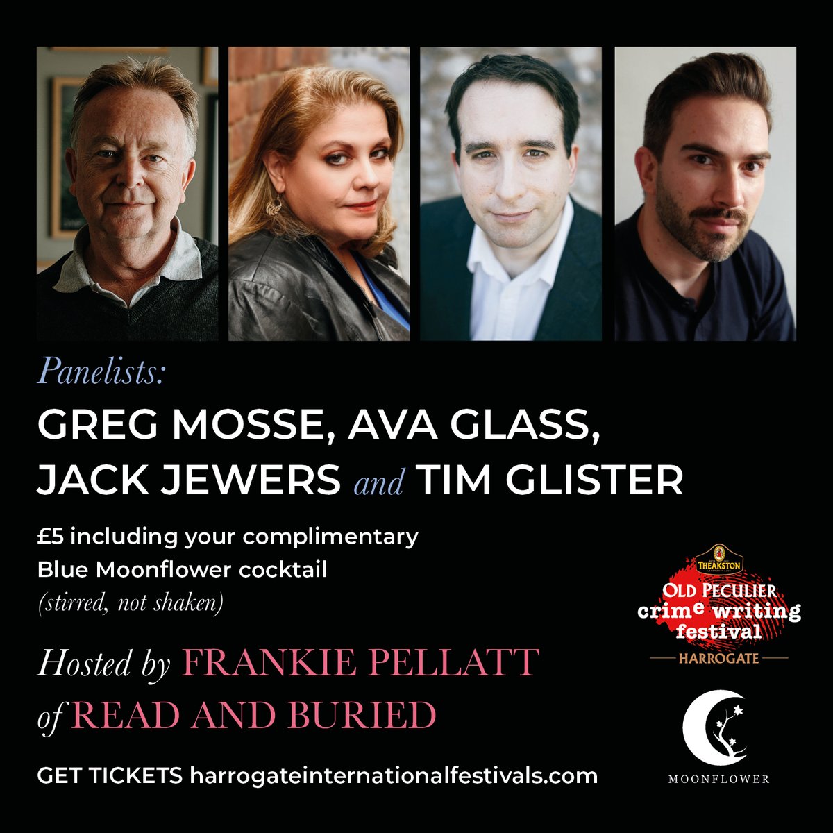 frankieisswell's tweet image. VERY excited to be hosting this wonderful @moonflowerbooks panel, Writing Spies in The Shadow of Bond, at @HarrogateFest this year!   

Join @GregMosse @jackjewers @AvaGlassBooks @timglisterbooks and me for an inSPYrational chat AND a cocktail: harrogateinternationalfestivals.com/whats-on/writi…