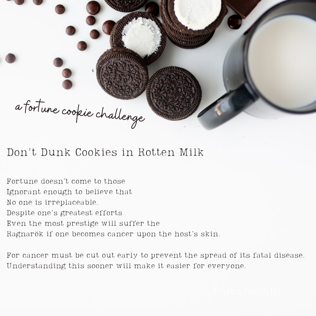 ChrisSadhill's tweet photo. Sour milk makes everything taste like shit. 

Find all my current work @theproseapp 

#writingcommunity #authorcommunity #writerslife #authorlife #indieauthors #indieauthor #authorstyle #amwriting #creativewriting https://t.co/H2TKJAq668