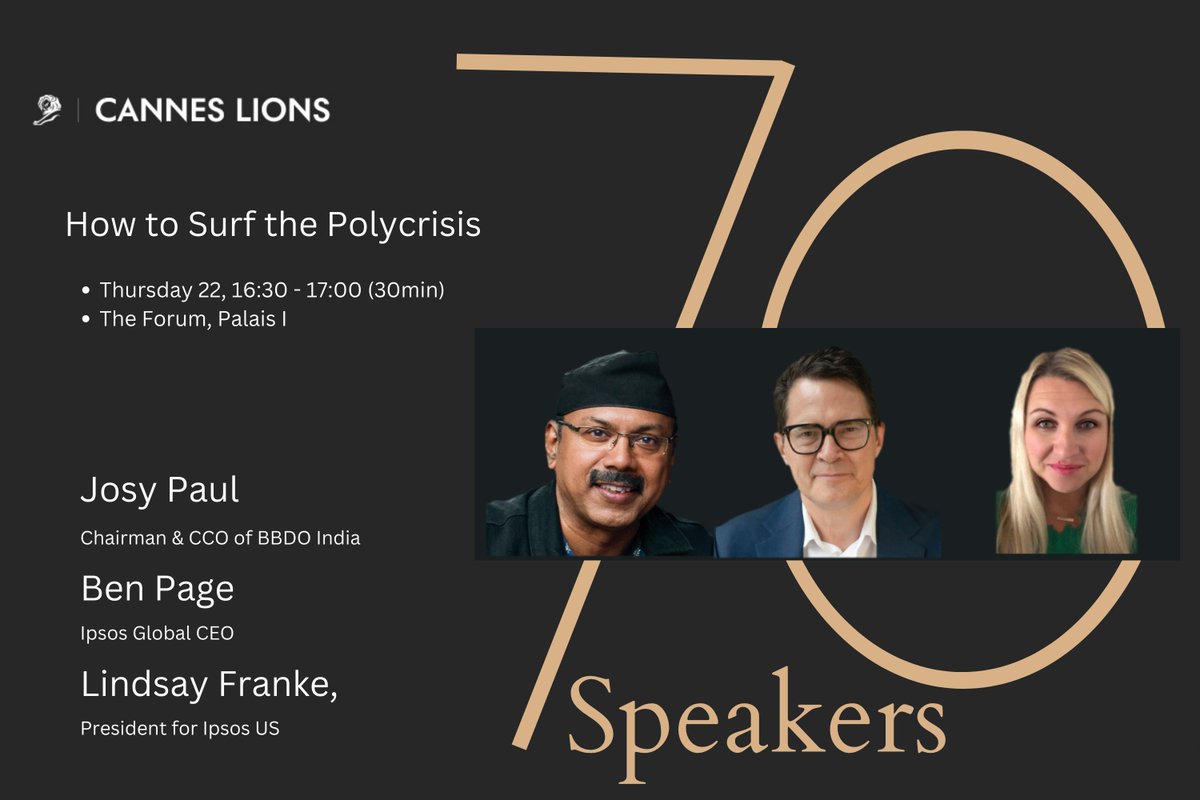 What the 'Polycrisis' means for brands, and how radical empathy deep listening, understanding the context and rearranging expectations can make things better. Catch Josy Paul in conversation with Ben Page and Lindsay Franke, at Cannes Lions 2023.