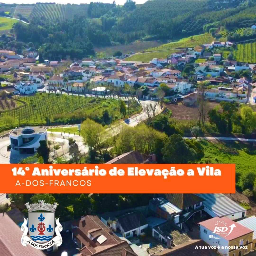 JSDCaldas's tweet photo. A-dos-Francos celebra hoje 14 anos como vila, enchendo-se de alegria e orgulho! O ciclista João Almeida, natural desta terra, brilha no mundo do ciclismo. Parabéns a todos aqueles que fizeram parte desta jornada incrível e que continuam a colocar A-dos-Francos no mapa!
#Atuajota https://t.co/GBwTCcSZZE