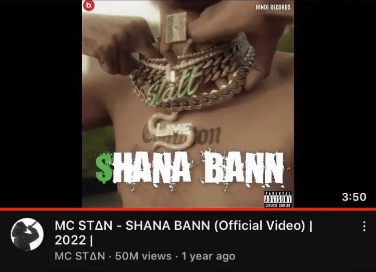 Cozystany's tweet photo. 1 Year Completed ! Shana Ban > 
50 Millon Views 🔥

Me > I still remember, ye gaana jab yt pr release hone wala tha tabhi mei exam hall mei bench ke niche gaana download ko daalkr betha tha https://t.co/YPmJjywrV8