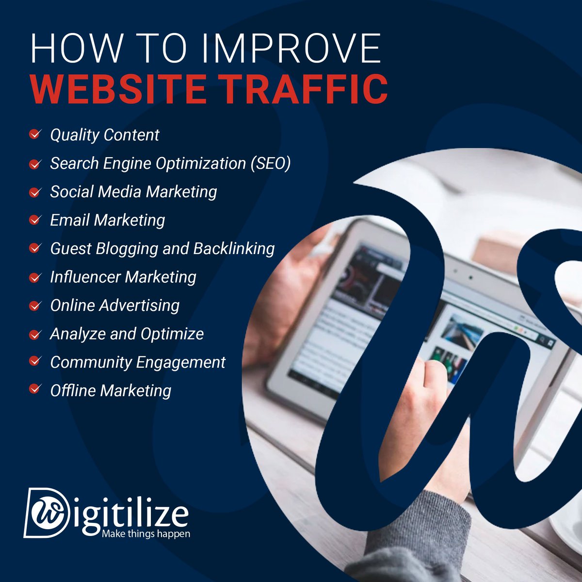 Rev up your website traffic and attract more visitors with these simple tips! #webtraffic #boostyourviews #digitalmarketing #SEOtips #digitilizeweb