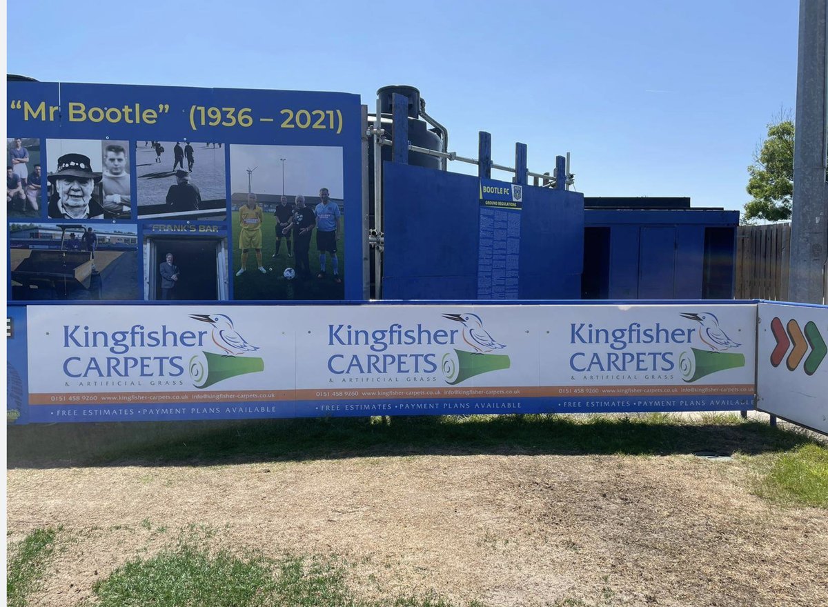 Kingfisher_L20's tweet photo. Loving our branding at the Berry Street Garage Stadium.

Behind the Bucks for the new season. 

#upthebucks @bootle_fc https://t.co/oO4QyrRPZe