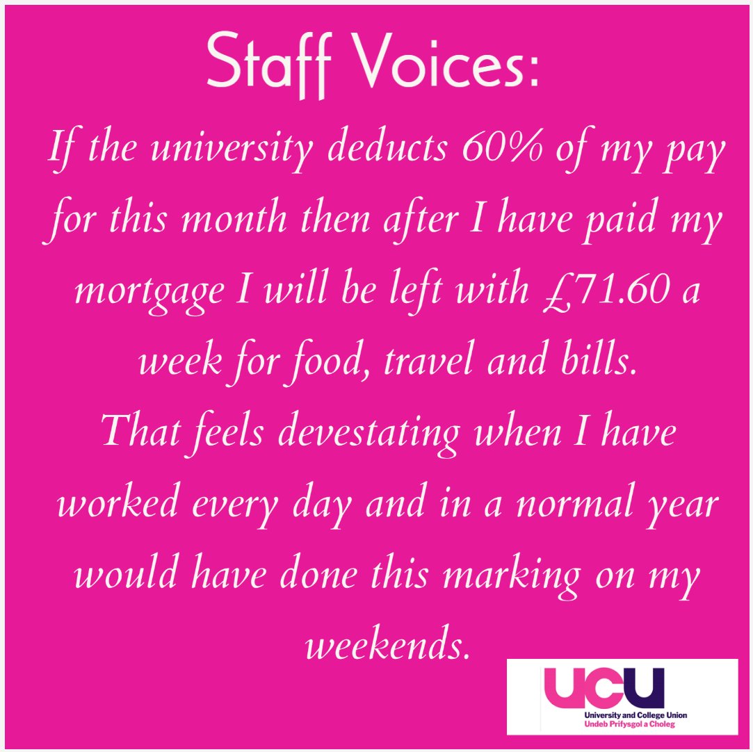 A question for you @UCEA1 
When you instructed your VCs to deduct maximum pay for staff participating in MAB, did you even consider the  impacts on individuals?
Is it so impossible to re-enter negotiations? 
The costs of this action is growing every day. @ucu