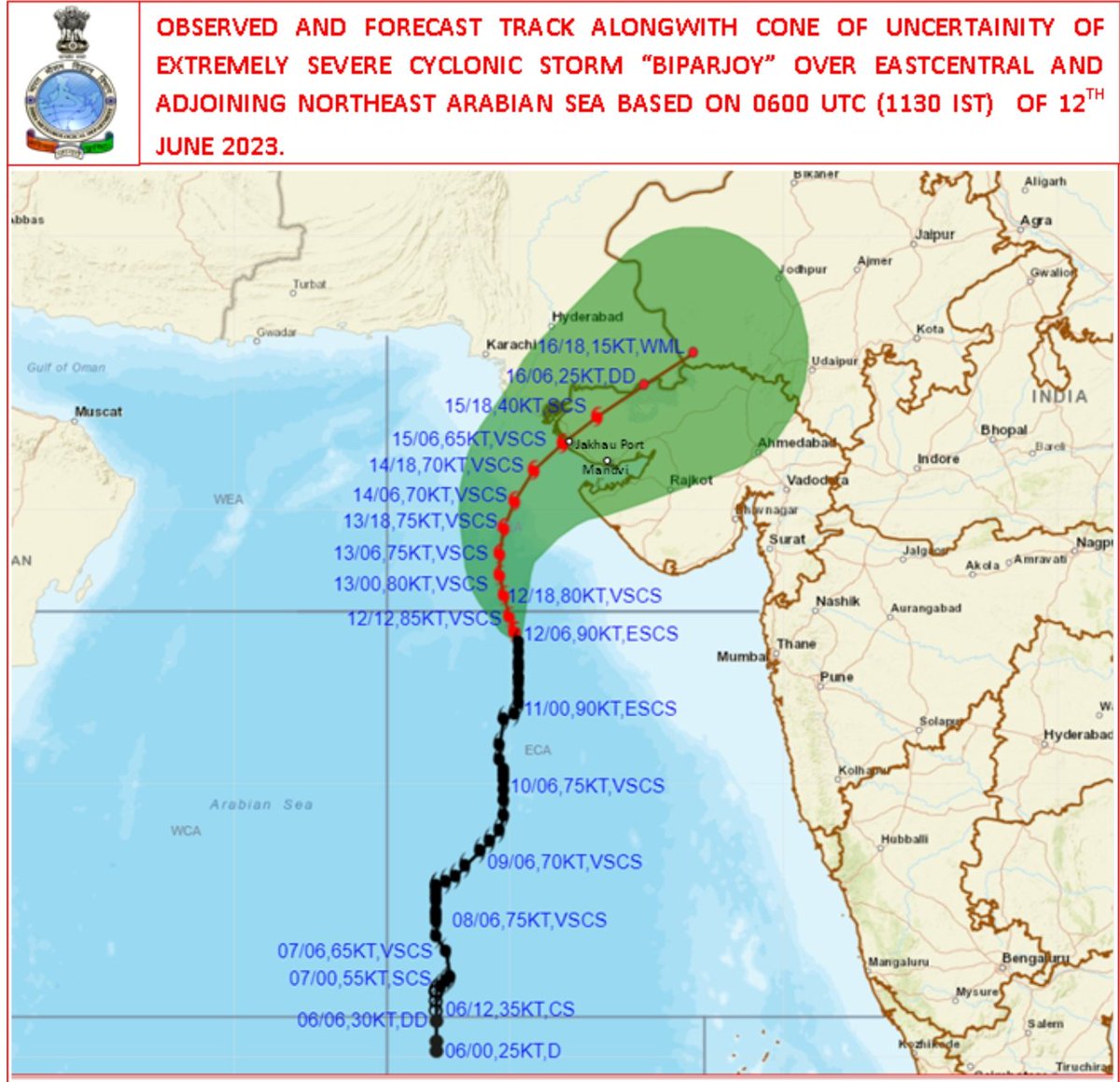 As #CycloneBiparjoy nears Guj, brief look back into tracks of AS cyclones last 5 yrs in May/June🌀

2019: Very Severe #CycloneVayu
2020: Severe #CycloneNisarga
2021: Extremely Severe #CycloneTauktae
2023: Extremely Severe #CycloneBiparjoy 

I think we know what this means.
Pc-IMD