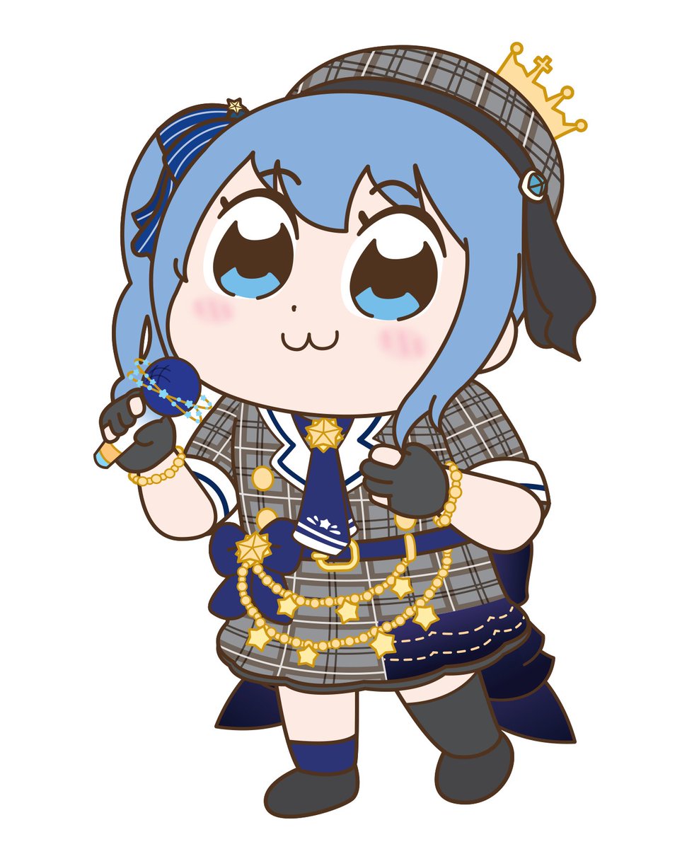 hoshimachi suisei 1girl hat blue hair blue eyes holding microphone microphone :3  illustration images