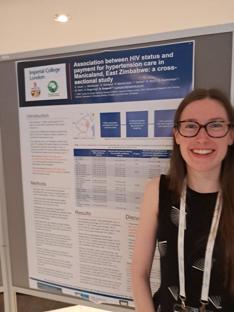 Katherine Davis (@kd_katdavis) on Twitter photo If you're in Stockholm for <a href="/AIDSImpact/">AIDSImpact</a> 2023, think about stopping by my poster today!
This work explores whether people living with #HIV are more likely to pay for care for high #bloodpressure than HIV-negative folks in Zimbabwe 🇿🇼
<a href="/MRC_Outbreak/">MRC Centre for Global Infectious Disease Analysis</a> <a href="/ManicalandHIV/">Manicaland Centre</a> <a href="/BRTI_ZIMBABWE/">Biomedical Research and Training Institute</a> If you're in Stockholm for <a href="/AIDSImpact/">AIDSImpact</a> 2023, think about stopping by my poster today!
This work explores whether people living with #HIV are more likely to pay for care for high #bloodpressure than HIV-negative folks in Zimbabwe 🇿🇼
<a href="/MRC_Outbreak/">MRC Centre for Global Infectious Disease Analysis</a> <a href="/ManicalandHIV/">Manicaland Centre</a> <a href="/BRTI_ZIMBABWE/">Biomedical Research and Training Institute</a>