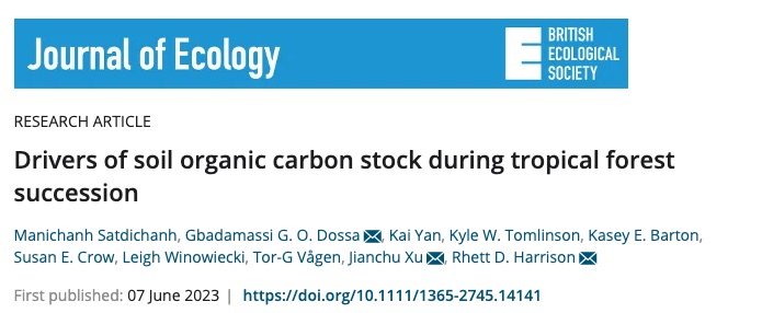 So pleased this publication is out: 
👉doi.org/10.1111/1365-2…
Another application of the LDSF:
👉shorturl.at/gsLWZ 

This time in Southeast #Asia  linking #soil organic carbon, #functional traits & #biodiversity  
Well done @Mani_ecoevo 

@CIFOR_ICRAF @JEcology