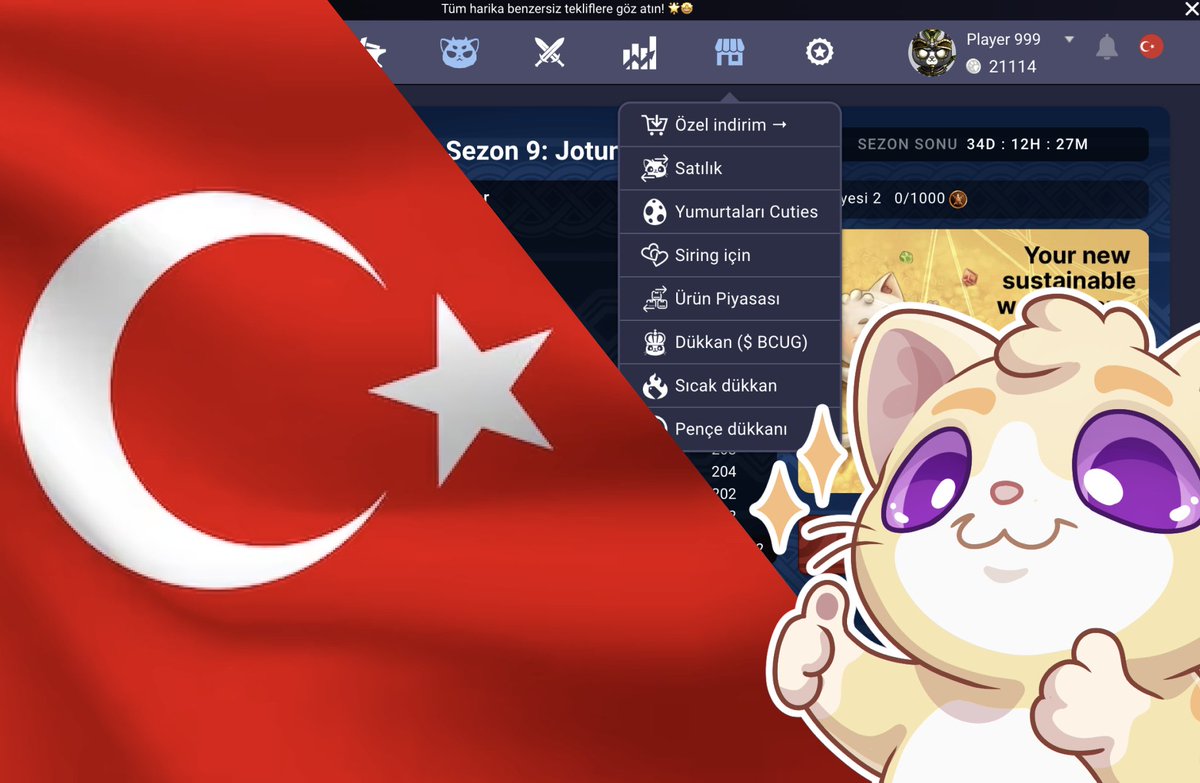 BlockchainCutie's tweet photo. 🎉🇹🇷 Harika haberler! The Turkish #BlockchainCuties community is thriving and expanding rapidly, showing us the beauty of diversity in the world of blockchain!

To celebrate this rising star, we're excited to announce the addition of Turkish localization to the game. Artık oyunumuz Türkçe! 🚀🎮

This is a step towards making our platform more inclusive and accessible to all. We're looking forward to exploring new adventures with our Turkish Cutieneers! 🐾💪

Çok teşekkürler for being part of our family, Turkey! Let's grow together in the #Blockchain universe! 🌐🇹🇷 @cuties_turkish #cryptogaming