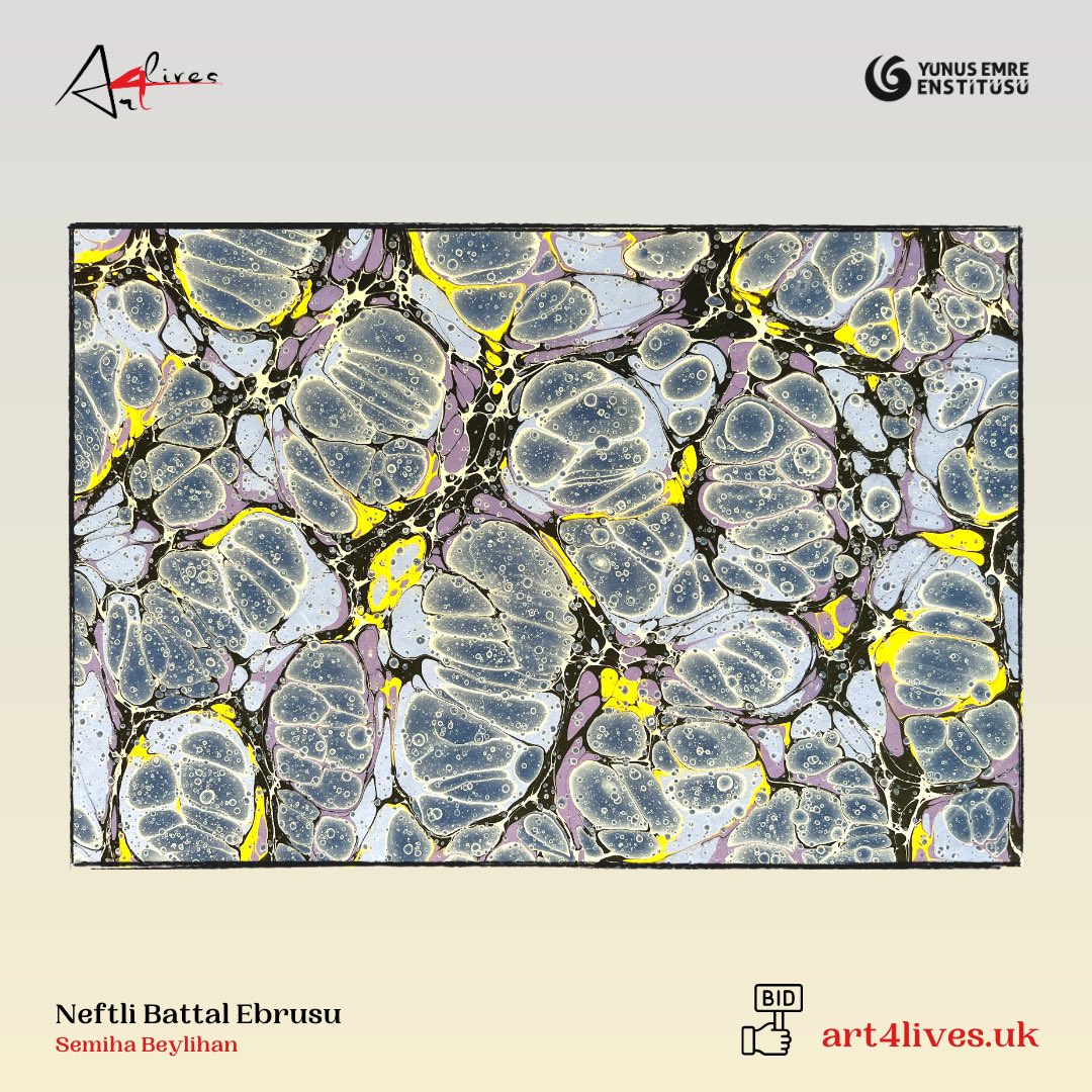 art4lives's tweet photo. Netfli Battal Ebru by Semiha Beylihan @semihabeylihan 
- This paper marbling artwork is painted with traditional Ebru paints.
- Size is approx. 35x50cm
- It is at our online  charity auction https://t.co/JEQSBsajZ6 to help people affected by the earthquake in Türkiye. https://t.co/kXXxrypqqL