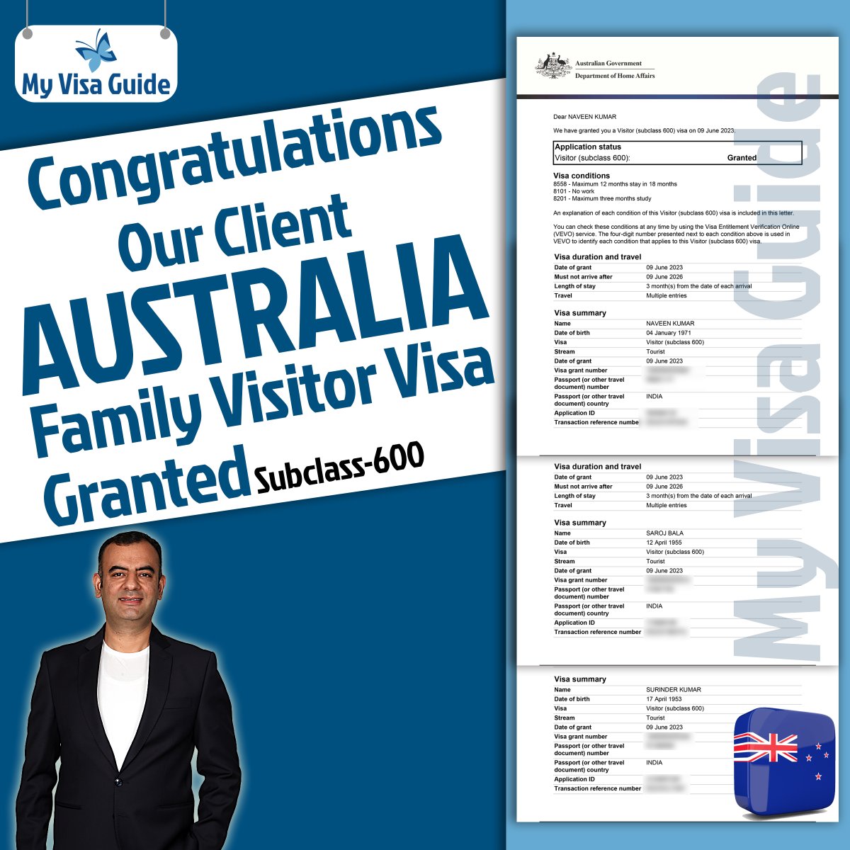 Congratulations our precious client for getting Australia family Visitor visa
+61 - 416582024
92357-00008

#visa #visasubclass190 #subclass #registeredmaraagent #melbournemigrationagent #migrationagent #migrationaustralia #bestmigrationagent #studyinaustralia