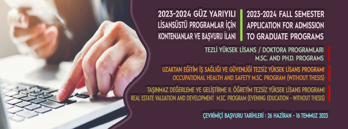2023-2024 Güz Yarıyılı - Lisansüstü Programlara Başvuru Koşulları ve Öğrenci Kabul İlanı

Ayrıntılı Bilgiler ve Başvuru İçin: ktu.edu.tr/fbe/lisansustu…