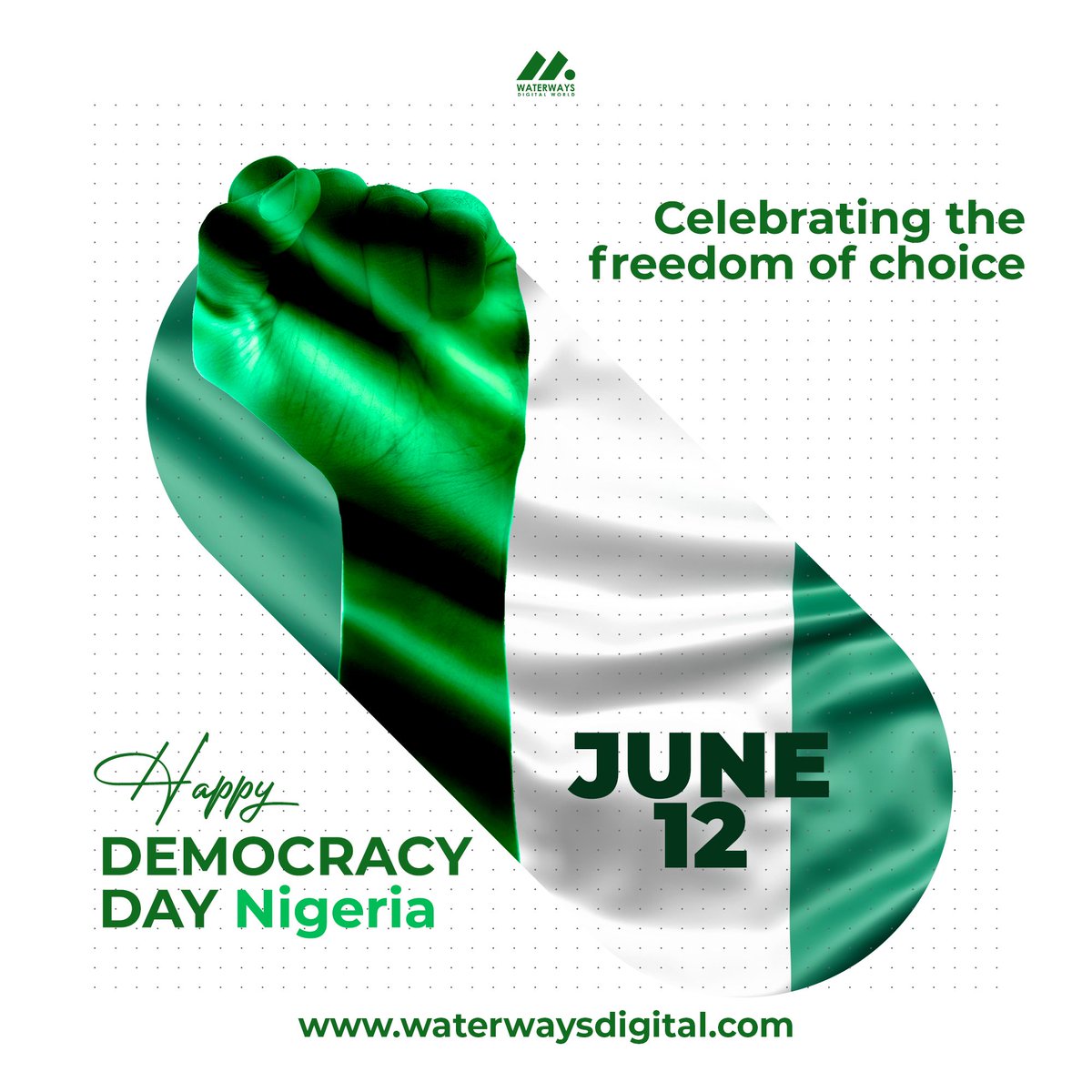 waterwaysdigi's tweet photo. Today is a day of profound significance, commemorating the essence of democracy and celebrating freedom and justice as we unite to honor the resilience &amp; sacrifices of our past heroes.

Happy Democracy Day!

#NigerianDemocracy  #waterwaysdigitalworld https://t.co/qEtTkmOfkn