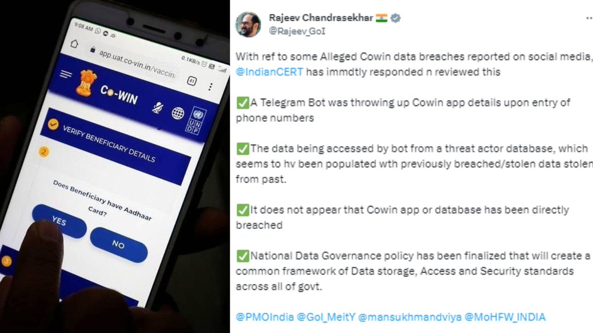 ians_india's tweet image. Centre said that it does not appear that the #CoWinApp or its database has been directly breached as alleged in some reports after a Covid #DataLeak surfaced on social media app #Telegram.

#DataPrivacy #CoWinDataLeak #Cowin