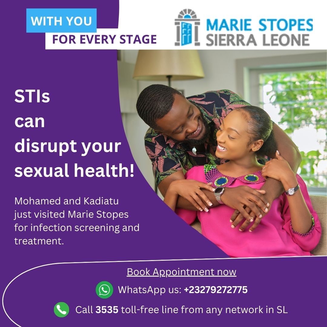 mariestopes_sl's tweet photo. Worried about infections? We can help! Get confidential and professional advice, testing, &amp; treatment options at Marie Stopes. 📲 WhatsApp us at +23279272775 or ☎️ call our toll-free line at 3535 for assistance. Take control of your sexual health today! 💙#WITHYOUFOREVERYSTAGE! https://t.co/ioeQ1CznQm