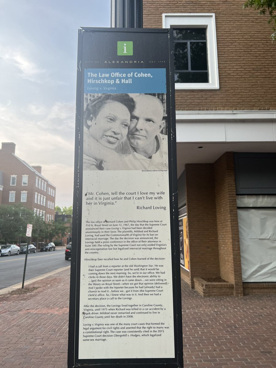 It was two Alexandria attorneys that brought the case of Mildred and Richard Loving all the way to the Supreme Court.

56 years ago today, Chief Justice Warren wrote for a unanimous court in expanding access to marriage. 

Love is love, and today is #LovingDay in Alexandria!