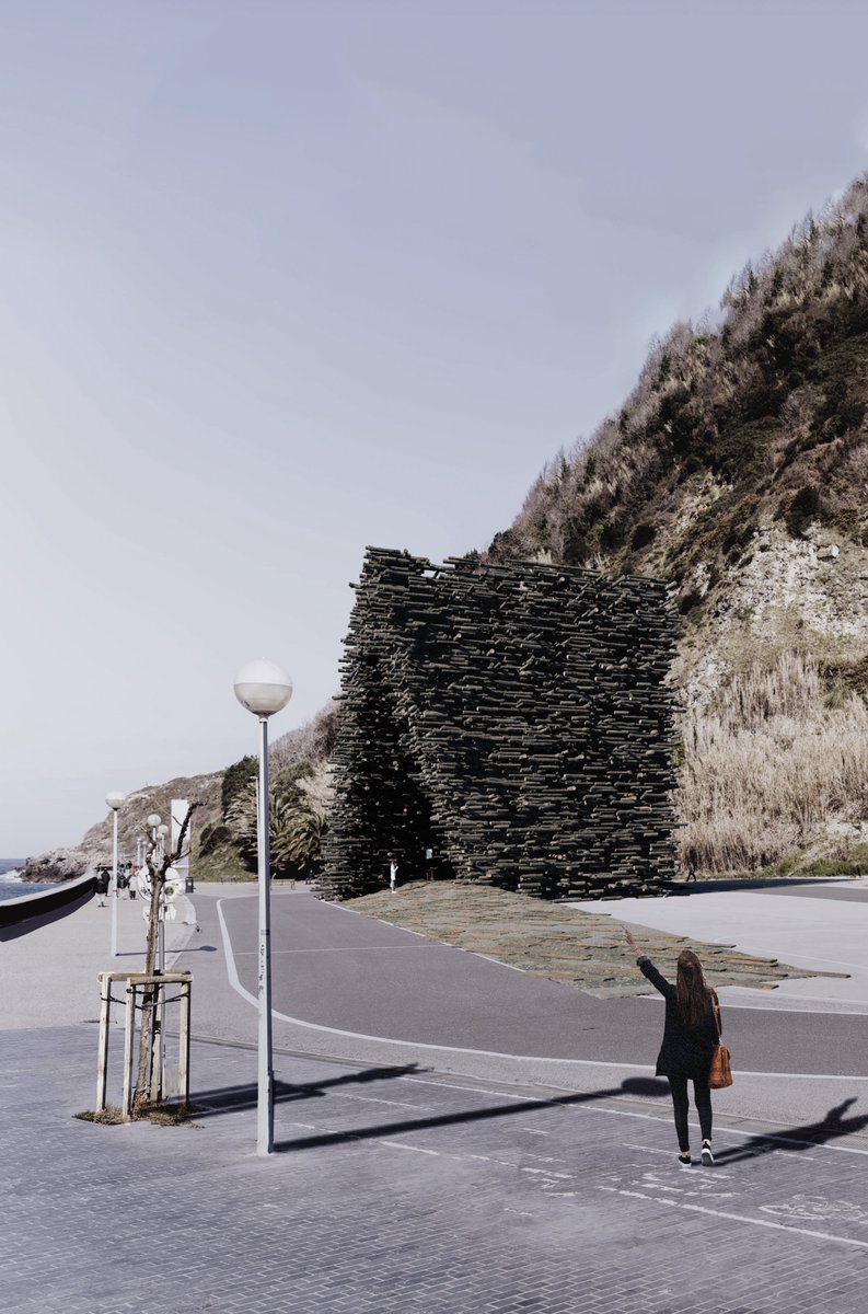 ‘Lost forest’, de los arquitectos madrileños Julia Ruiz-Cabello Subiela y Santiago Del Águila, incorpora un tema relevante en la agenda ecosocial, como son los incendios forestales y sus consecuencias en la crisis climática.

Es un diálogo entre la ciudad, el mar y el monte.