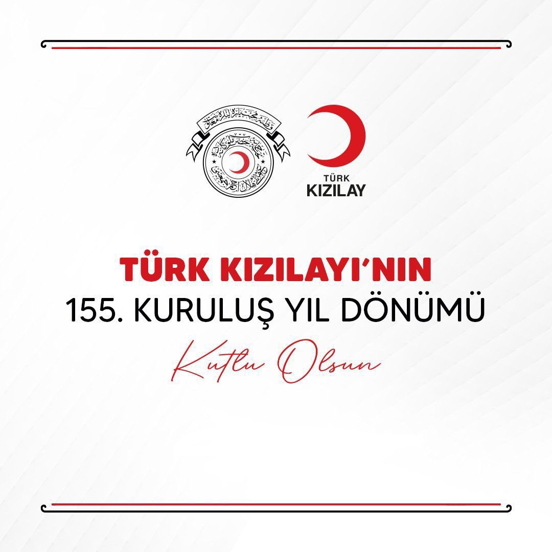 Kurulduğu günden beri ülkemizde ve  mağduriyet yaşayan tüm coğrafyalarda imdada yetişen ve yardım elini uzatarak kalplere dokunan;

Türk Kızılay ‘ının 155. kuruluş yıl dönümü kutlu olsun.🇹🇷

#TürkKızılayı