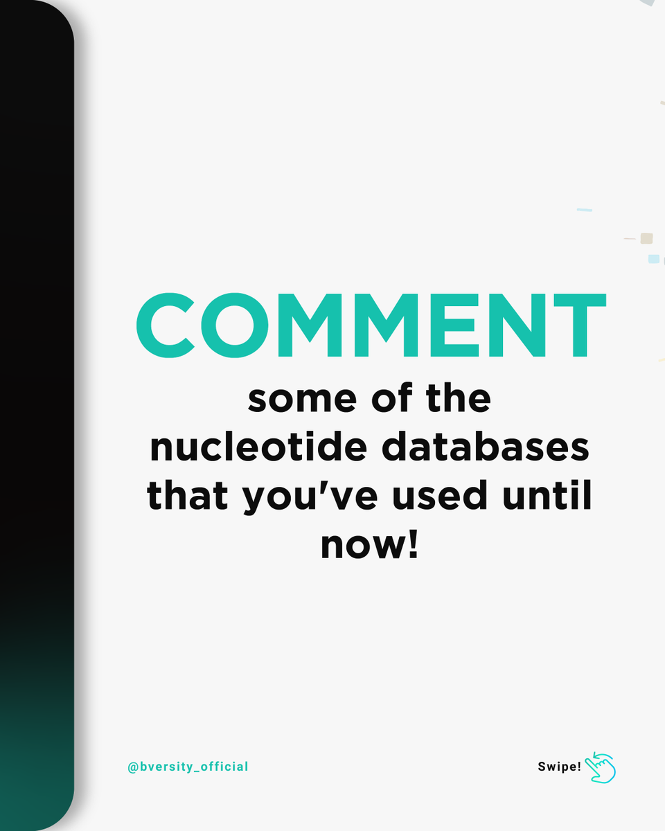 Bversity_'s tweet photo. Here is the list of top Nucleotide databases!
Next time you've got a bioinformatics project, use this post as a reference. So don't forget to save it!

#bversity #jobplacement #placement #lifescience #biotechnologist #biotechnology #bioinformatics #lifesciencejobs https://t.co/fJGw84SBXP