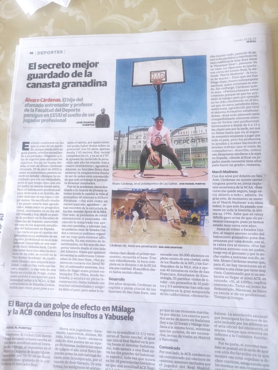 #Prensa 📰

En las páginas de <a href="/ideal_granada/">ideal_granada</a> hoy aparece un reportaje de <a href="/josempuertas/">Jose Manuel Puertas</a> de nuestro querido <a href="/7Alvaroct/">Álvaro Cárdenas</a> que ha quedado espectacular. 

ideal.es/deportes/provi…