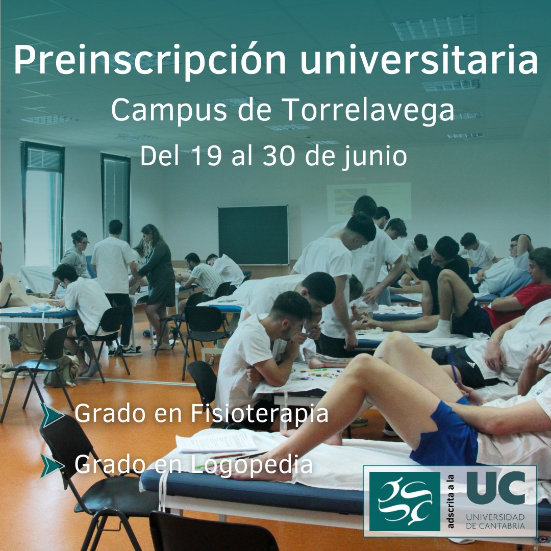 eugimbernat_'s tweet photo. La preinscripción universitaria de los estudios de grado que se imparten en el campus de Torrelavega se abre el próximo 19 de junio.
Recuerda: #LoLlevasDentro
#Gimbernat #EUG #Torrelavega #Fisioterapia #Logopeda #futurosfisioterapeutas #futuroslogopedas #grados #formación https://t.co/LxqR1AhpLD