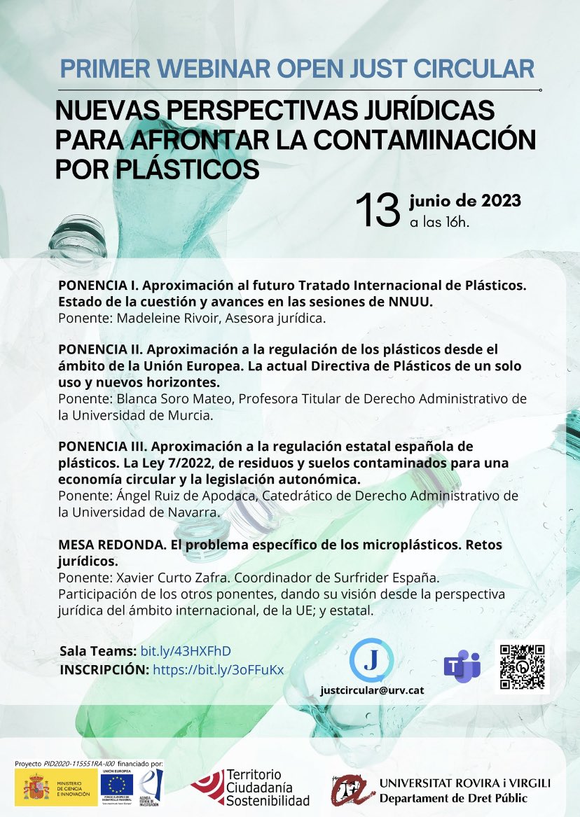 Recordad, recordeu, remember!! 
Mañana, demà, tomorrow! 
Inscripciones abiertas 👉 forms.office.com/pages/response…

#PlasticPollution #contaminacionplastica 
#plastic
#derechoambiental