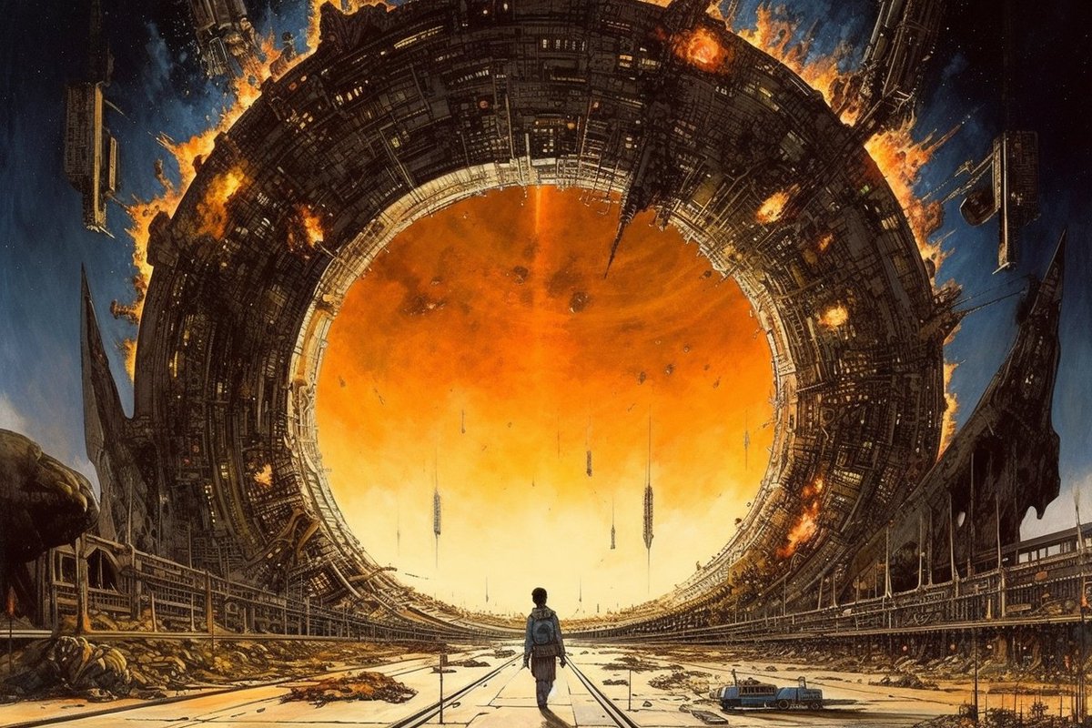 blind_imagery's tweet photo. GM! #ScifiWeek w/ @Badbeanllc  Interdimensional Portals: From ancient ruins, dormant portals awakened, seeping with interdimensional energy. Their ominous glow beckoned the curious, allured by promises of unknown realms. But what lay beyond was far from paradise. https://t.co/kSDRjY55wq
