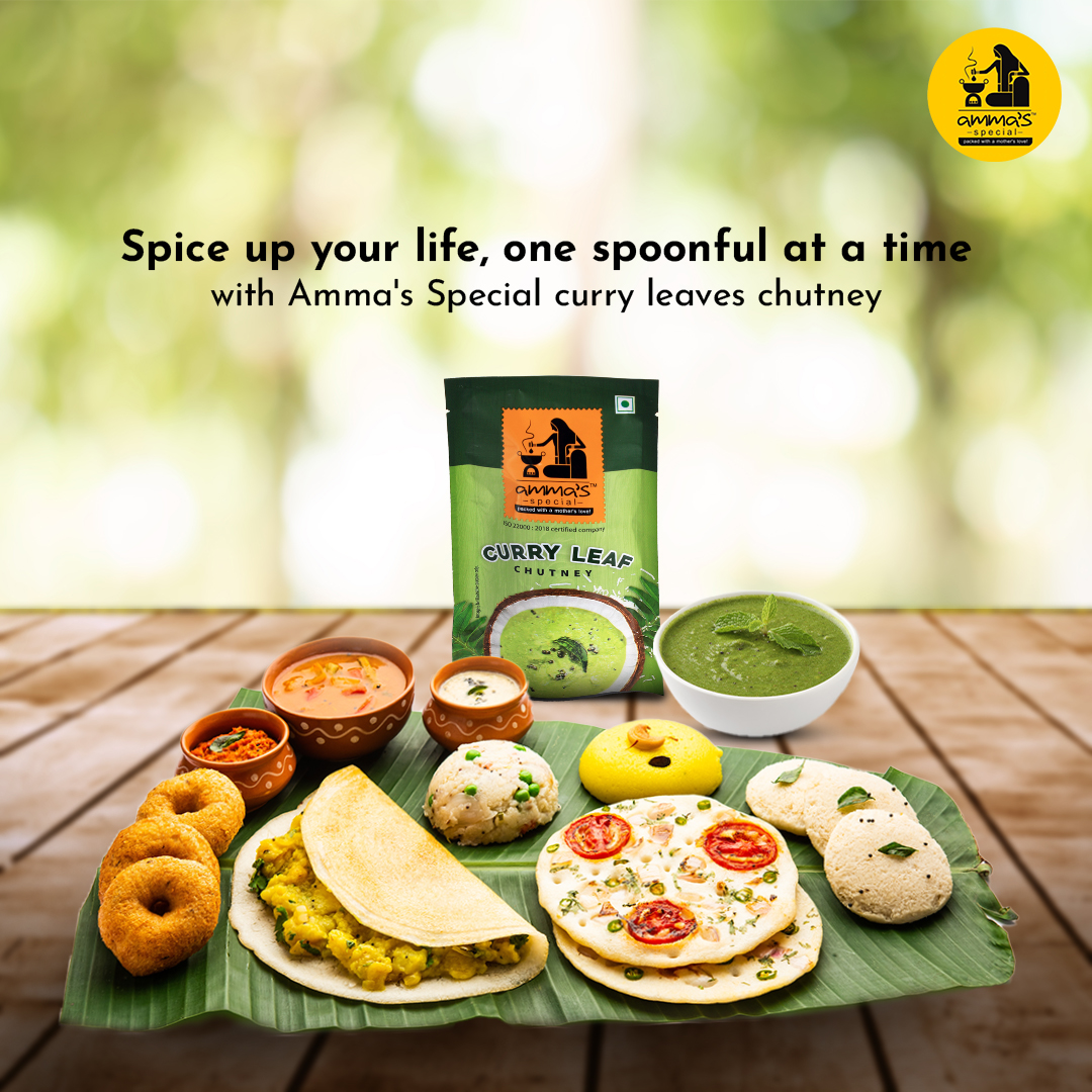 Take your taste buds on a journey through the exotic flavors of South India, with our mouth-watering curry leaves chutney.

#AmmaSpecial #AmmaByYourSide #ReadyToEat #SouthIndianFood #NorthIndianFood #Chutney #CurryLeaves #Foodgasm #FoodLover #LoveForFood #Blogger #Recipe #Foodie