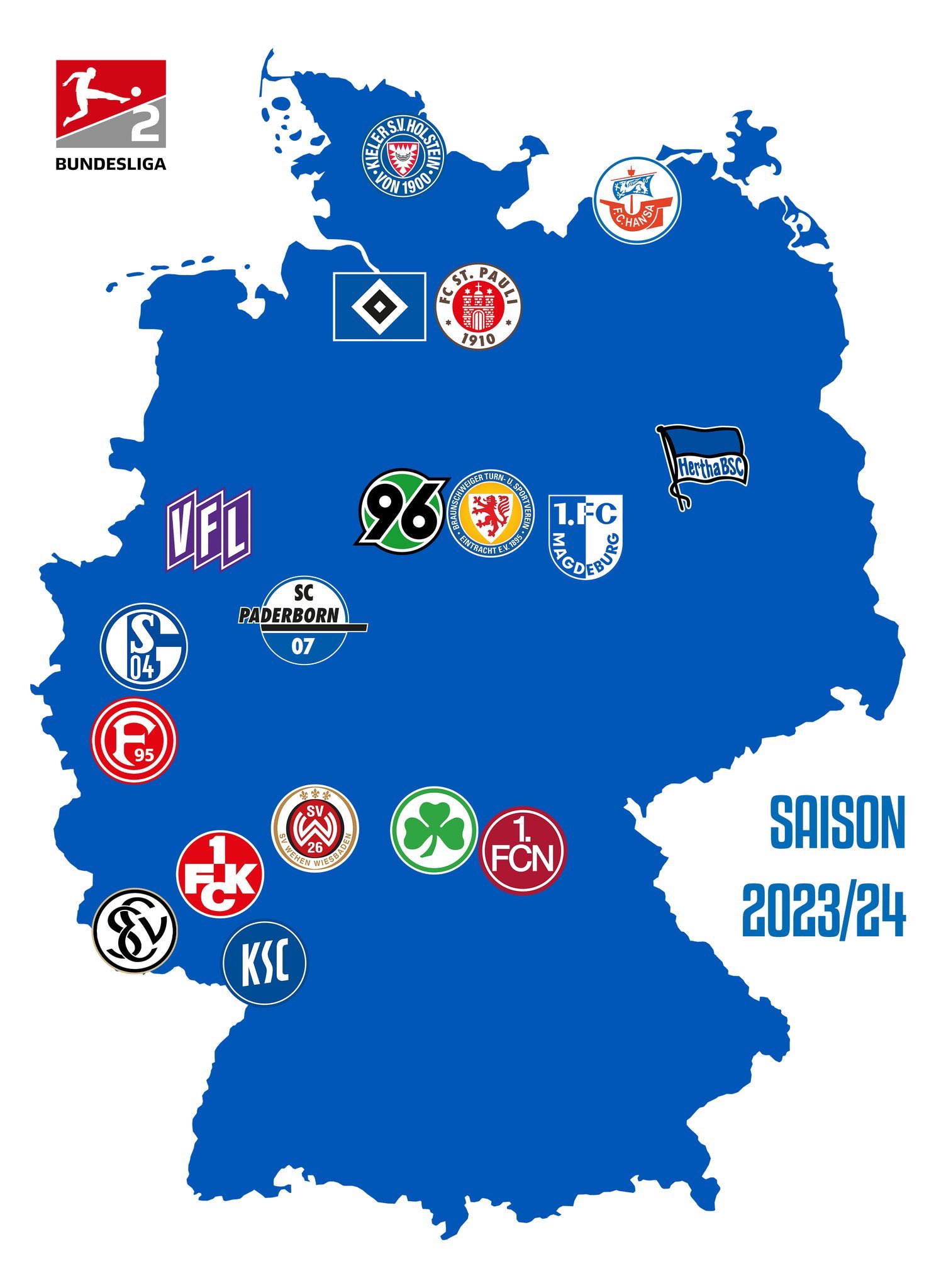 Danny Last on X: Bundesliga 2 map for 2023/24. Yes, as always, to football  maps.  / X