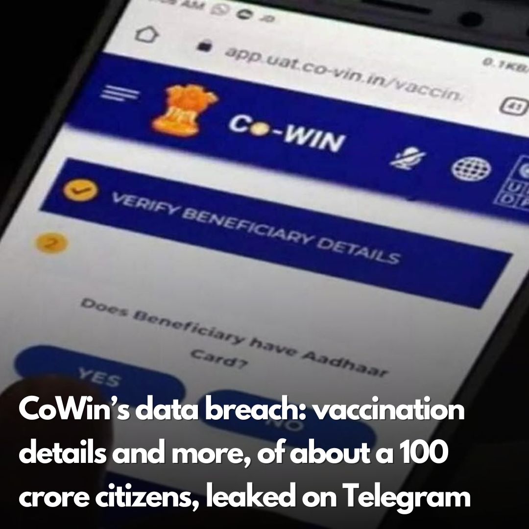 ourvadodara's tweet image. Vaccination details of about 100 crore citizens, leaked on Telegram as a Telegram bot was found selling data of vaccinated individuals, including their names, phone numbers, and vaccination status, for a certain price. 

#Telegram #CoWIN #CovidVaccination #CoWinDataLeak
