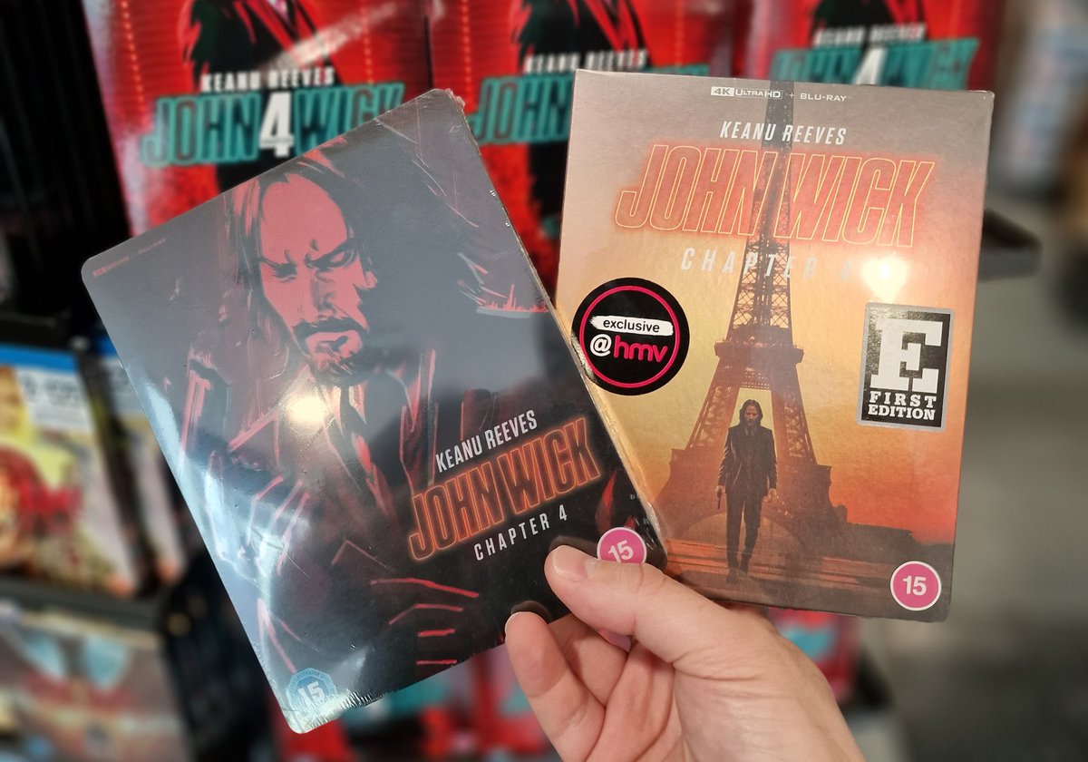 hmvArgyleSt's tweet photo. #MrWick is back to settle a few issues with the High Table's HR Department.

#JohnWickChapterFour Available in-store now on DVD, Blu-ray, 4K &amp; limited #hmvExclusive 4K steelbook, limited #hmvFirstEdition while stocks last.

Chapters 1-4 box set also available on DVD, Blu-ray &amp; 4K https://t.co/qpdEGVKKGV